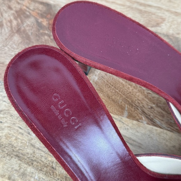 Gucci Red Leather Suede Kitten Heels Size 8 - Picture 2 of 13